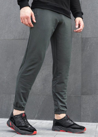 Темно-зеленые демисезонные брюки No Brand