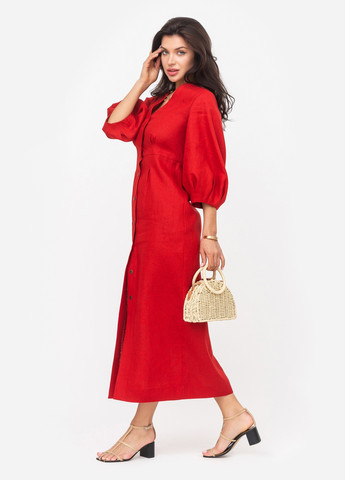 Червона повсякденний сукня міді з пишними рукавами червона футляр MORANDI однотонна