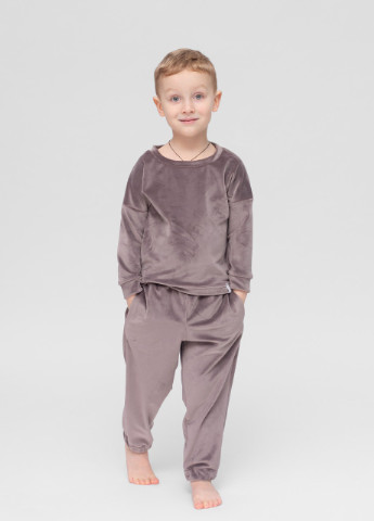 Кавова піжама дитяча домашня велюрова кофта зі штанами мокко Maybel