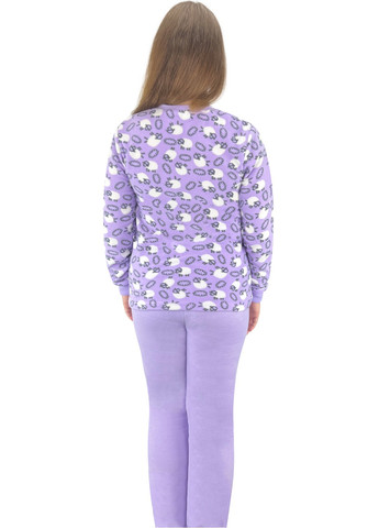 Сиреневая всесезон пижама женская флис барашек кофта + брюки Жемчужина стилей 1416