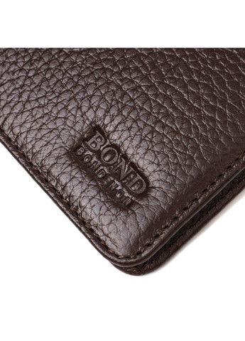 Вертикальний вузький чоловічий гаманець із натуральної зернистої шкіри 22052 Коричневий Bond (262158739)