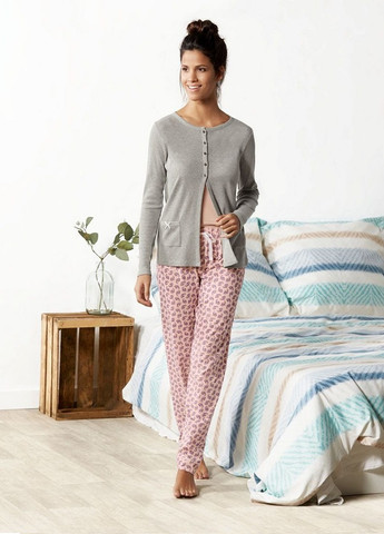 Сіра всесезон жіноча піжама (набір із 4 предметів) кофта + майка + шорти + брюки Esmara