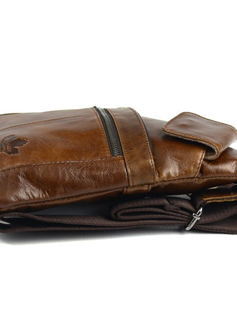 Коричнева чоловіча шкіряна нагрудна сумка рюкзак слінг на плече, модна сумочка з натуральної шкіри No Brand (266423745)