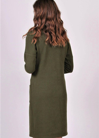 Оливковое (хаки) кэжуал платье теплое женское 114 однотонный ангора вязка хаки Актуаль