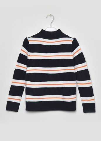 Серый демисезонный свитер детский для мальчика темно-синего цвета в полоску пуловер Let's Shop