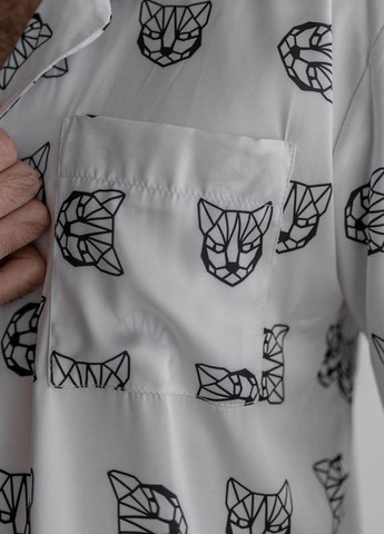 Мужская пижама шелк Армани Cat цвет белый р.L 443849 New Trend (266423891)