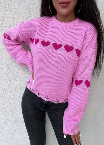 Рожевий ніжний стильний светр вкороченого крою Vakko