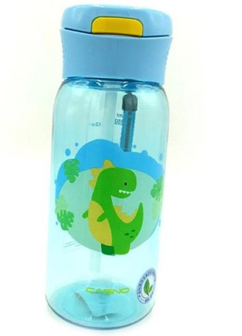 Бутылка для воды 400 мл KXN-1195 Голубая (Дино) с соломинкой Casno (258566407)
