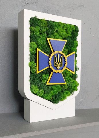 Дерев'яний сувенір зі стабілізованим мохом з українською національною символікою 24х15х4 см (475813-Prob) Зелено-салатовий мох Unbranded (271813768)