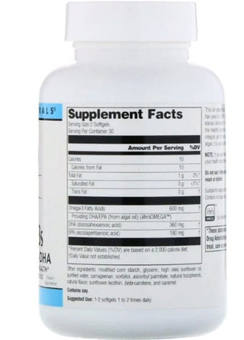 Vegan Omega-3S, EPA-DHA 300 mg 60 Veg Softgels SNS-02459 Source Naturals (258512057)