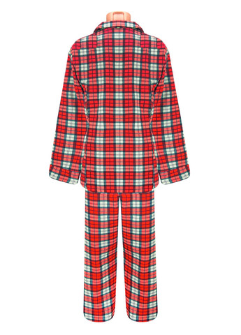 Красная всесезон пижама на пуговицах клетка начёс рубашка + брюки Жемчужина стилей 1323