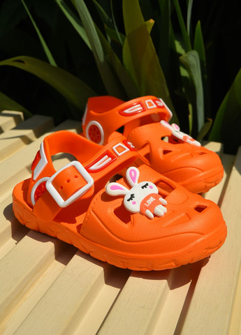 Оранжевые пляжные сандали детские пена для девочки оранжевого цвета Let's Shop с ремешком
