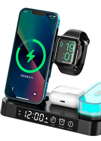 Беспроводная зарядка 4in1 Wireless Charger Беспроводная зарядка 4в1 док-станция зарядка для телефона Qi (259793978)