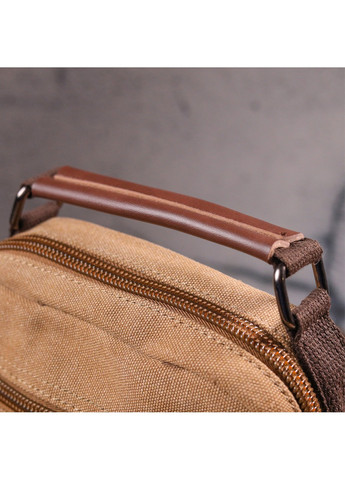 Небольшая мужская сумка из плотного текстиля 21226 Коричневая Vintage (258286277)
