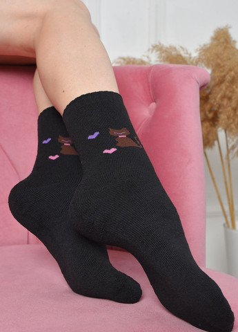 Шкарпетки махрові жіночі чорного кольору розмір 37-42 Let's Shop (261762175)