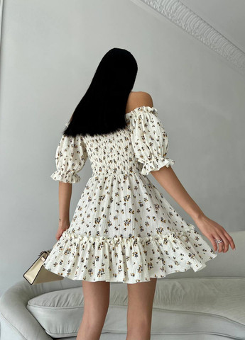 Гірчична жіноча літня сукня з мусліну колір молоко-гірчичний р.42/44 437172 New Trend