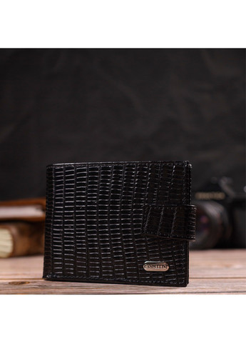 Небольшой фактурный мужской бумажник из натуральной кожи с тиснением 21748 Черный Canpellini (259874064)