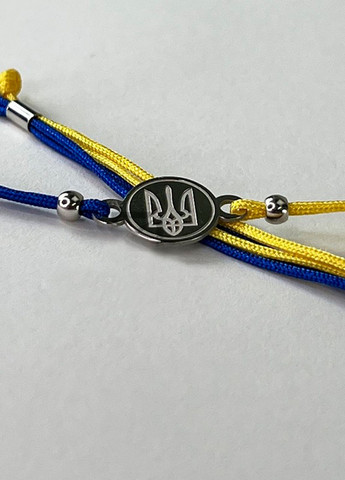 Серебряный браслет Герб с подвеской «Трезубец» жёлто синий регулируется Family Tree Jewelry Line (266042186)