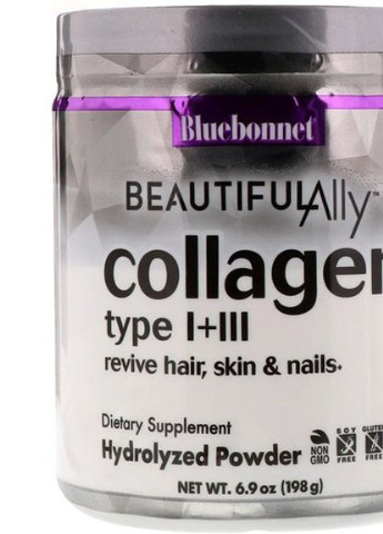 Beautiful Ally, Collagen Type I + III, 6.9 Oz 198 g /30 servings/ BLB1508 Bluebonnet Nutrition (256722071)