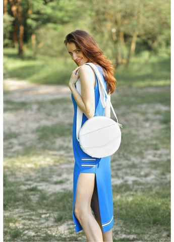 Женская кожаная круглая сумка-рюкзак Maxi белая - BN-BAG-30-LIGHT BlankNote (278050540)