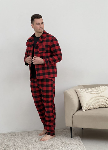Пижама мужская с фланели клетка красно/черная Cosy (266915590)