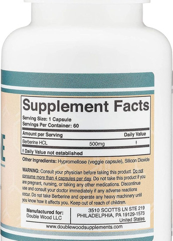 Берберін Double Wood Berberine 500 mg 60 capsules Double Wood Supplements (261256090)