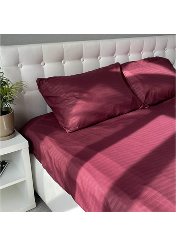 Комплект постельного белья полуторный Fiber Bordo Stripe микрофибра бордо Emily (260567591)