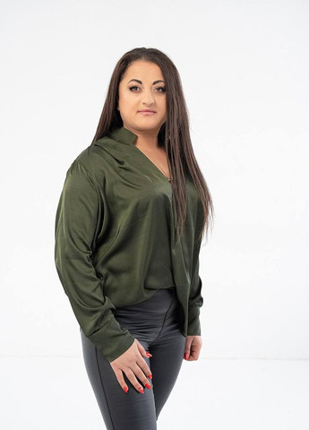 Оливковая (хаки) женская рубашка из шелка армани цвет хаки р.44/48 446629 New Trend
