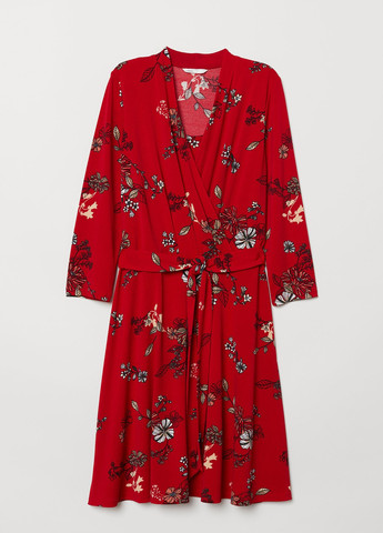 Красное кэжуал платье для кормящих H&M с цветочным принтом