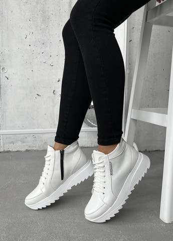 Білі осінні комфортні та стильні демісезонні кросівки з натуральної шкіри InFashion Кросівки
