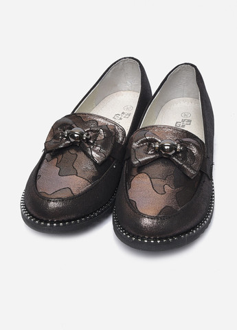Коричневые туфли детские девочка с бантиком коричневого цвета без шнурков Let's Shop