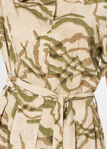 Оливковое (хаки) повседневный женское платье-рубашка летнее SK