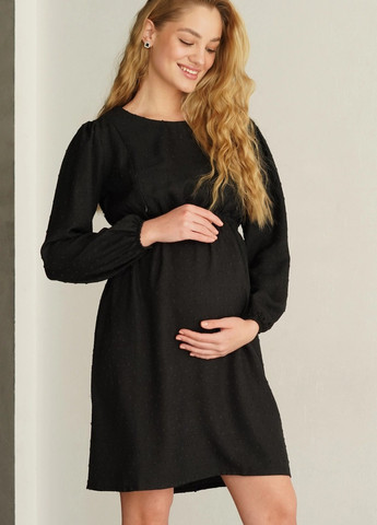 Черное платье для беременных и кормящих мам с секретом для кормления черное хлопковое To Be