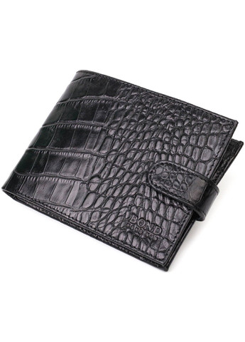 Модный бумажник для мужчин из натуральной фактурной кожи с тиснением под крокодила 21995 Черный Bond (262158741)
