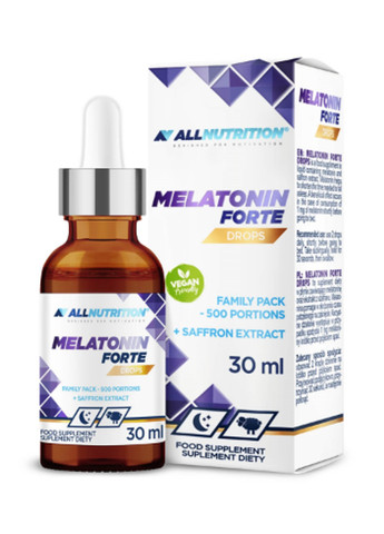 Рідкий Мелатонін з Екстрактом Шафрану Melatonin Forte Drops - 30мл Allnutrition (269461988)