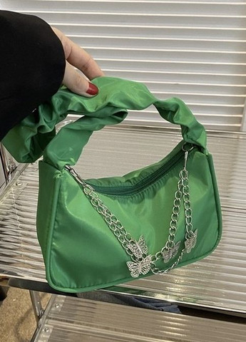 Жіноча класична сумка 6579 через плече клатч на короткій ручці багет зелена No Brand (276062773)