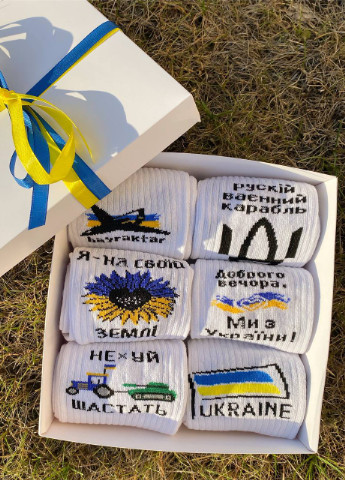 Подарунковий бокс жіночих високих шкарпеток Україна 6 пар Vakko (257042067)
