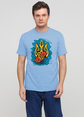 Голубая футболка мужская голубая с принтом герб с коротким рукавом Malta