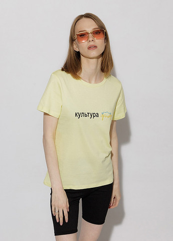 Желтая летняя женская футболка регуляр цвет желтый цб-00216235 Yuki