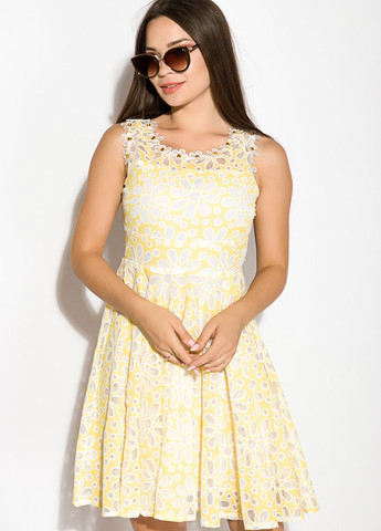 Прозрачное кэжуал платье женское с цветочным принтом (лимонный) Time of Style однотонное