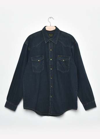 Сорочка джинсова чоловіча темно-синього кольору Let's Shop (268371063)