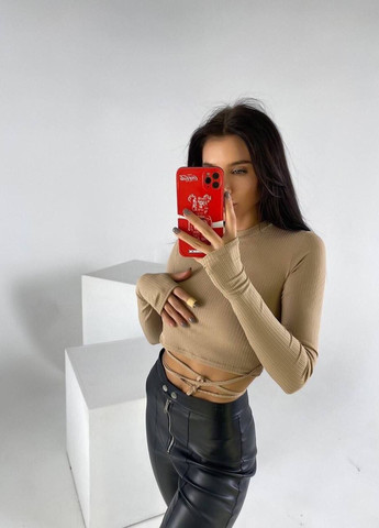 Топ рубчик на завязках бежевый You Best (277979396)