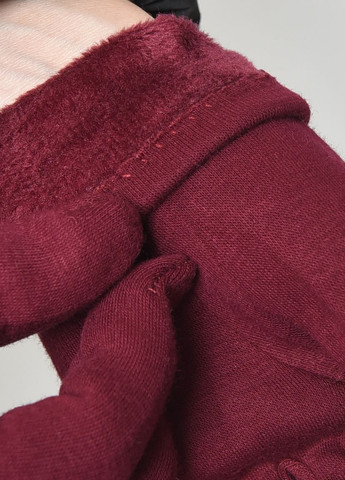 Перчатки женские на меху бордового цвета размер 6,5 Let's Shop (263278162)