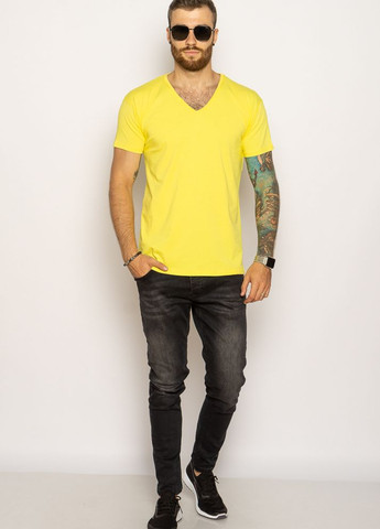 Бесцветная футболка с v-образным вырезом (лимонный) Time of Style