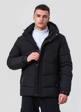 Черная зимняя стильная мужская куртка с модель 23-2227 Black Vinyl