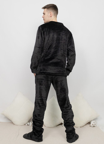 Піжама костюм чоловічий домашній махровий кофта зі штанами Чорний Maybel (274059877)