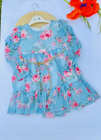 Голубое платье для девочек в цветочный принт Murat baby (259635338)