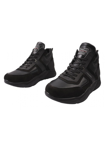Чорні черевики чоловічі з натуральної шкіри (нубук), на шнурівці, на платформі, чорні, україна Konors 499-21ZHS