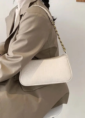 Жіноча сумка багет рептилія біла молочна No Brand (257866800)