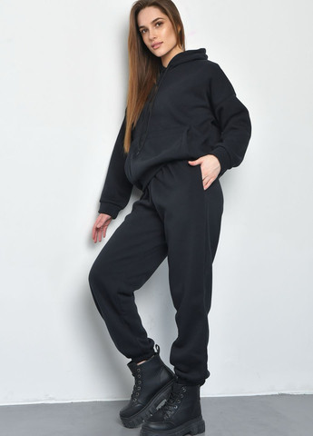Спортивний костюм жіночий на флісі чорного кольору Let's Shop (271126565)